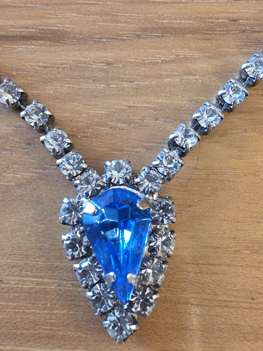 Blue Crystal Teardrop Necklace and Earrings Set Statement Jewelry